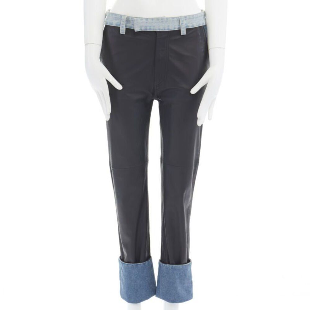 Maison Margiela Leather Denim Cuffed Jeans